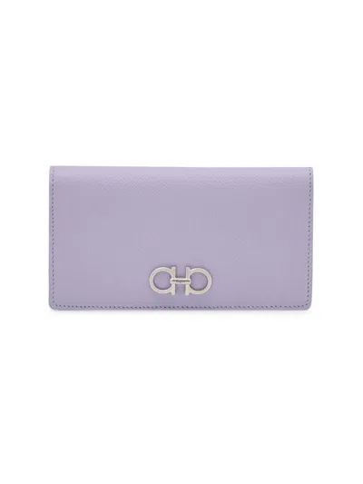 Ferragamo Women's Gancini Leather Continental Wallet In Purple