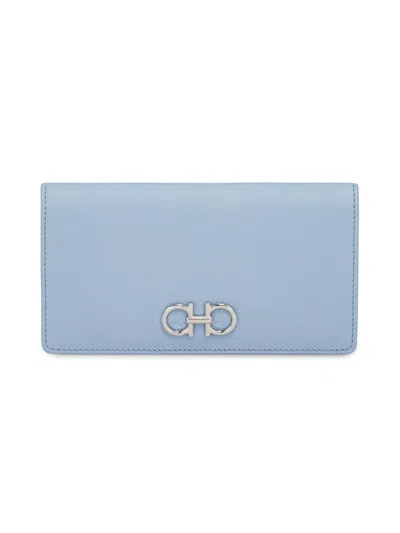 Ferragamo Women's Gancini Leather Wallet In Blue