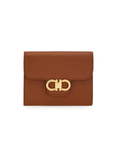 Ferragamo Women's Gancini Leather Wallet In Brown