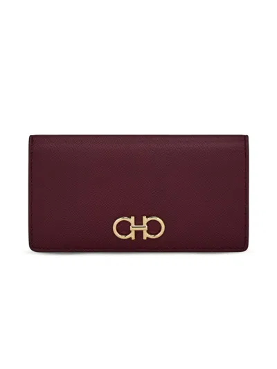 Ferragamo Women's Gancini Leather Wallet In Purple