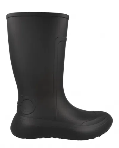 Ferragamo Gancini-debossed Rain Boots In Black