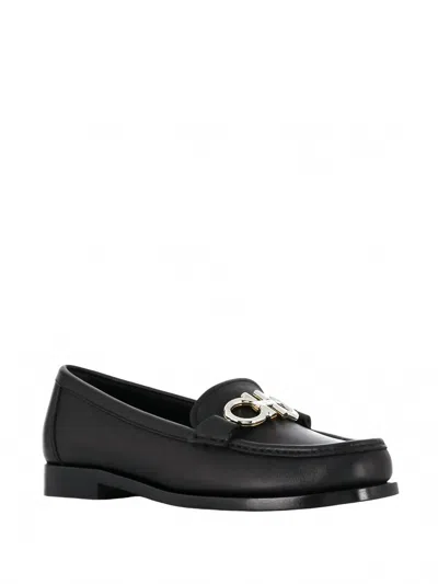 Ferragamo Rolo Embellished Leather Loafers In Black