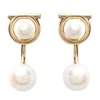 Ferragamo Gancini Earrings With Synthetic Pearls