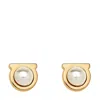 Ferragamo Circular Pearl Earrings With Brass Frame In Gold