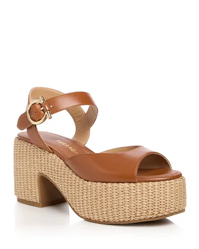 Ferragamo Women's Gancini Platform Sandals In Brown