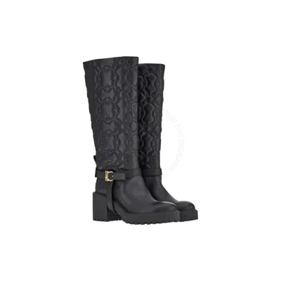 Ferragamo Women's Gancini Quilted Boots In Black