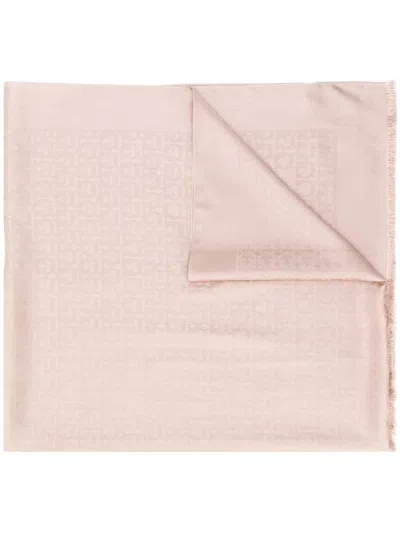 Ferragamo Women Gancini Silk And Wool Stole In Pink