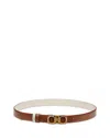 Ferragamo Reversible And Adjustable Squared Gancini Belt In Brown/gold
