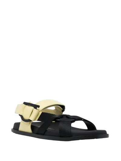 FERRAGAMO WOMEN'S GANCINI TOUCH-STRAP SANDALS IN BLACK/YELLOW