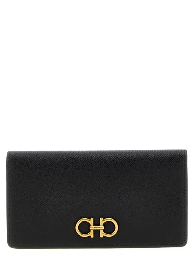 Ferragamo Black Continental Grained Leather Wallet