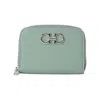 Ferragamo Women's Gancini Zip Wallet Card Holder In Green In Green