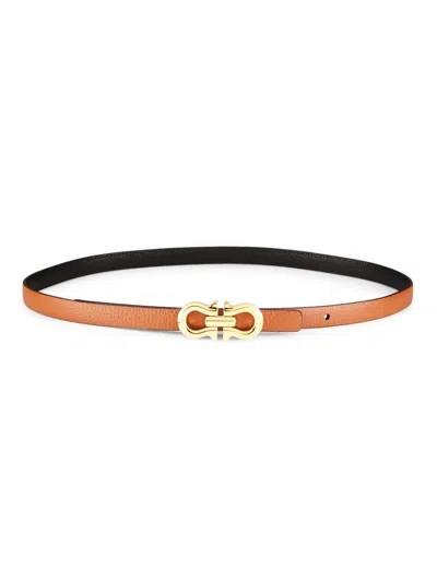 Ferragamo Women's Gancio Contour 15mm Leather Belt