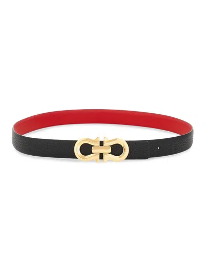 Ferragamo Women's Gancio Contour Reversible & Adjustable Cut-to-size Leather Belt In Orange