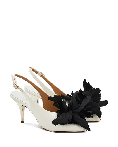 Ferragamo Women's Gemma 70 Embellished Leather Slingback Pumps In White