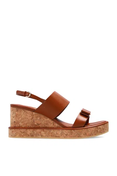 Ferragamo Women's Giudith Wedge Sandals In Brown