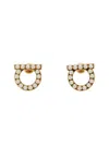 Ferragamo Gold-colored Gancini Earrings With Pearls In Brass Woman In Gold