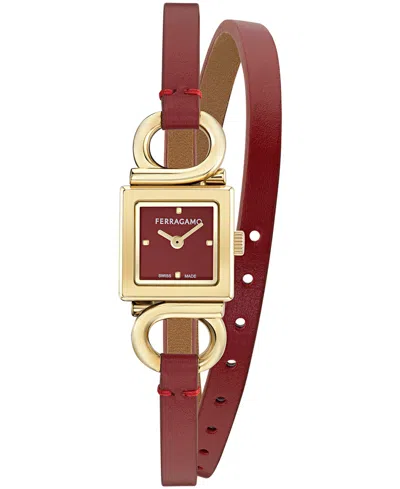 Ferragamo Montre Gancini Bangle Rouge In Brown
