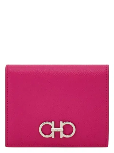 FERRAGAMO WOMEN'S GRAINED LEATHER GANCINI COMPACT WALLET