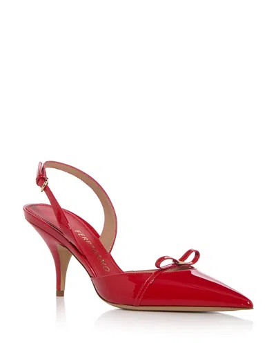Ferragamo Gylla 70 Patent Leather Slingback Pumps In Flame Red