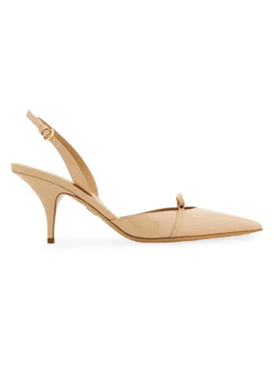 Ferragamo Gylla 70 Patent Leather Slingback Pumps In Beige