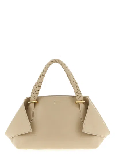 Ferragamo Medium Calf Leather Shoulder Bag With Braided Handles And Zip Closure In Neutral