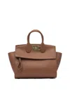 Ferragamo Tote Bag With Top Handle And Strap In Brown