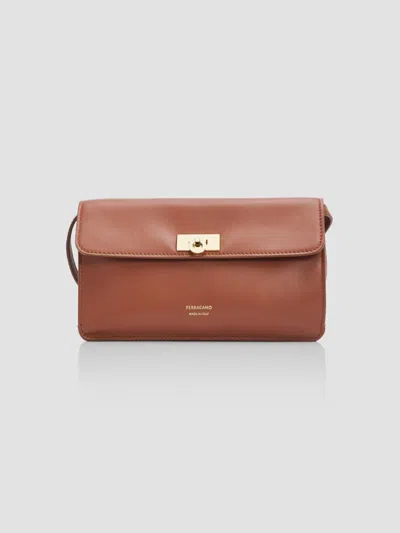 Ferragamo Women's Harley Mini Leather Shoulder Bag In Brown