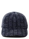 Ferragamo Structured Cap With Textured Geometric Pattern In Blue