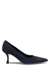 Ferragamo Pointed Toe Stiletto Heel Suede Pumps In Blue