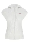 Ferragamo Hooded Vest Sleeveless Elastic Waistband In White