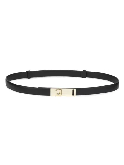 Ferragamo Women's Hug Leather Belt In Black
