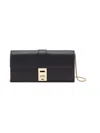 Ferragamo Women's Hug Leather Wallet With Chain In Black