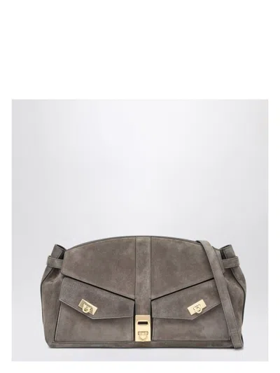 FERRAGAMO WOMEN'S HUG MULTIPOCKET L GRAY SHOULDER BAG