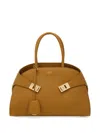 Ferragamo Women Hug Small Leahter Tote Bag In Brown