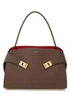 Ferragamo Two-tone Structured Medium Shoulder Bag In Brown