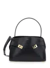 Ferragamo Small Hug Grained Leather Top Handle Bag In Black