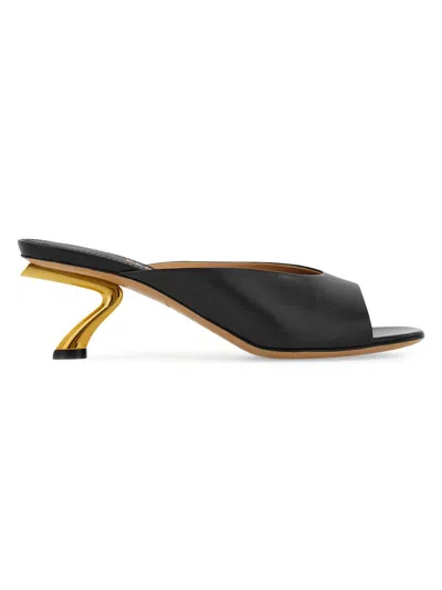 Ferragamo Sculpted Heel Heeled Sandals In Black