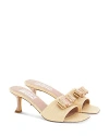 Ferragamo Raffia Vara Bow Slide In Natural