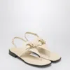 Ferragamo Ivory Gancini Ornament Thong Sandal
