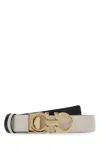 Ferragamo Reversible Leather Belt Gold-tone Buckle In White