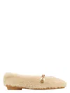Ferragamo Shearling Hardware Round Toe Ballerinas