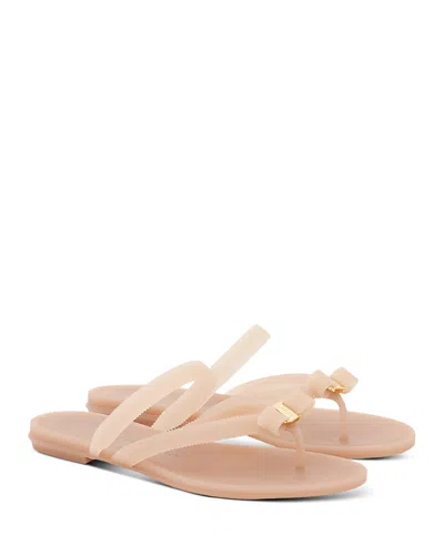 Ferragamo Jealsa Rubber Flat Thong Sandals In Pink