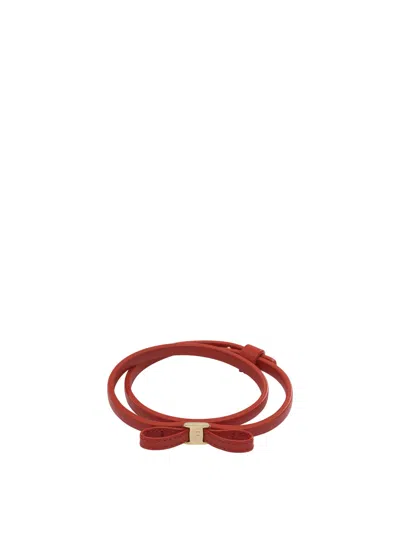 Ferragamo Bow-detail Bracelet In Red