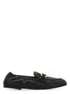Ferragamo Gancini Leather Loafers With Round Toe In Black