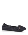 Ferragamo Gancini Ornament Flat Ballerina Shoes In Navy