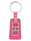 Ferragamo Keyring With Metal Detailing And Textured Surface In Pink & Purple