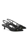 Ferragamo Klizia 40 Vara Chain Slingback Mesh Pumps In Rete Nero