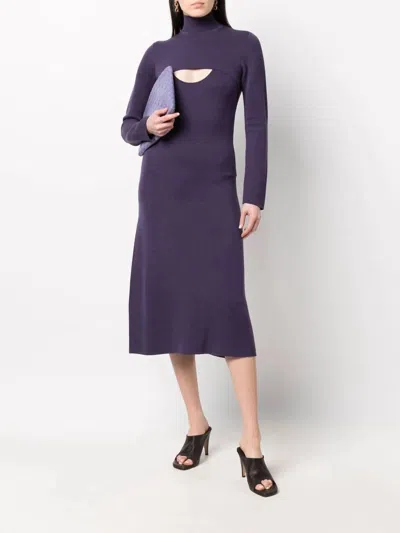 Ferragamo Lamé Wool Midi Dress In Violett