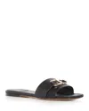 Ferragamo 'leah' Black Sandals With Gancini Plate On Front In Black
