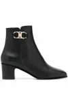 Ferragamo Women's Leather Ankle Boots In Black In Black